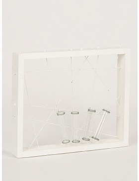 White frame with test tubes for flowers