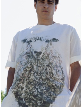 Unisex oversized t-shirt with drawn sheep