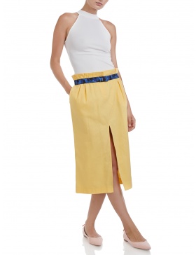 Midi skirt with slit #yellow 