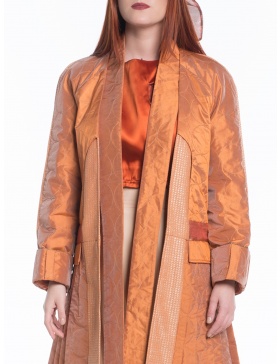 Orange jacket with pleats 