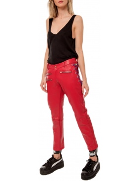 MARLOWE RED LEATHER PANTS | CORINA VLADESCU