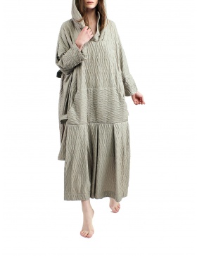 Textured sporty hoddie-dress with longer front