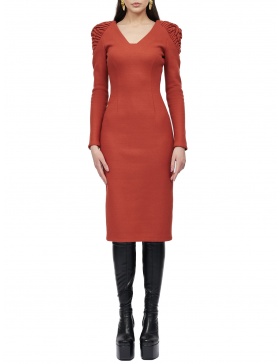 TERA Midi | Wool Winter Midi Dress in Pompeian Red