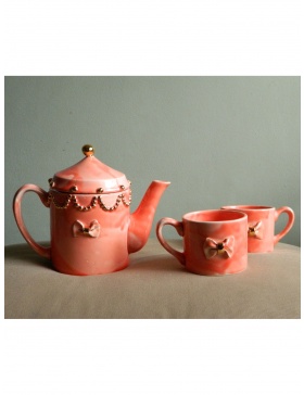Miss Lovely bow Teapot and tea cups set