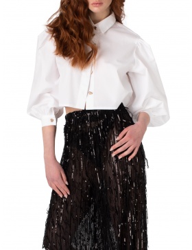 Crop shirt with puffy sleeves