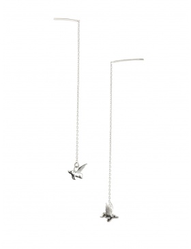 Silver chain earrings and flying piglet